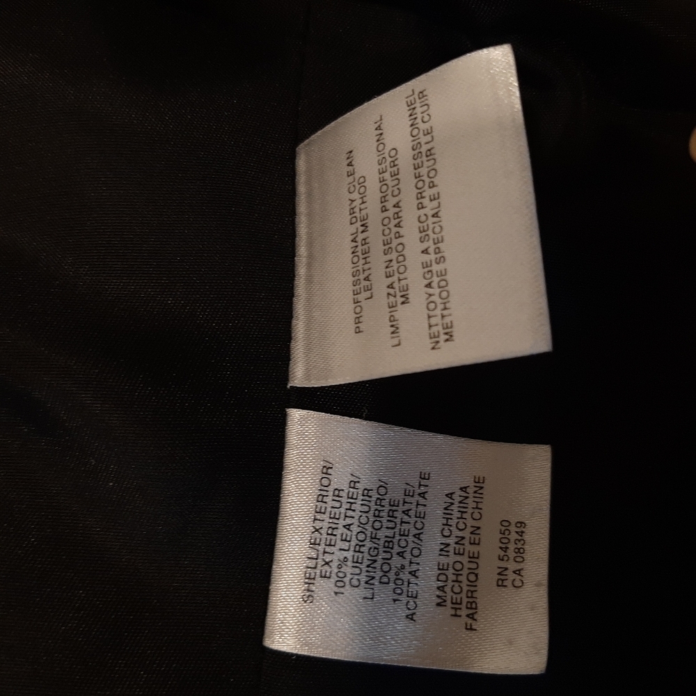 Anne Klein Coated Geniune Leather Jacket Moto Style Single Breasted Black Medium - Picture 13 of 15